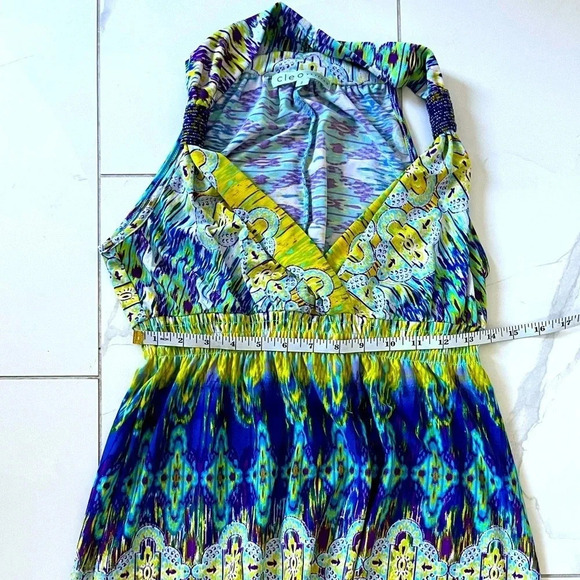Cleo Petites/ Sleeveless maxi dress/ Vibrant summer colours/ Beading/  Size US S - Picture 8 of 10